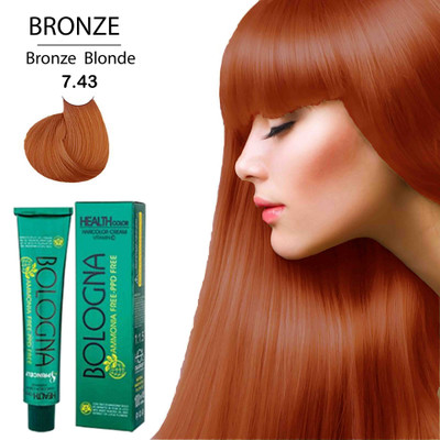 رنگ مو بدون آمونیاک بلونیا رنگ بلوند برنز شماره 7.43 حجم 100میل _فروشگاه اینترنتی آرایشی بهداشتی آزارو در شیراز