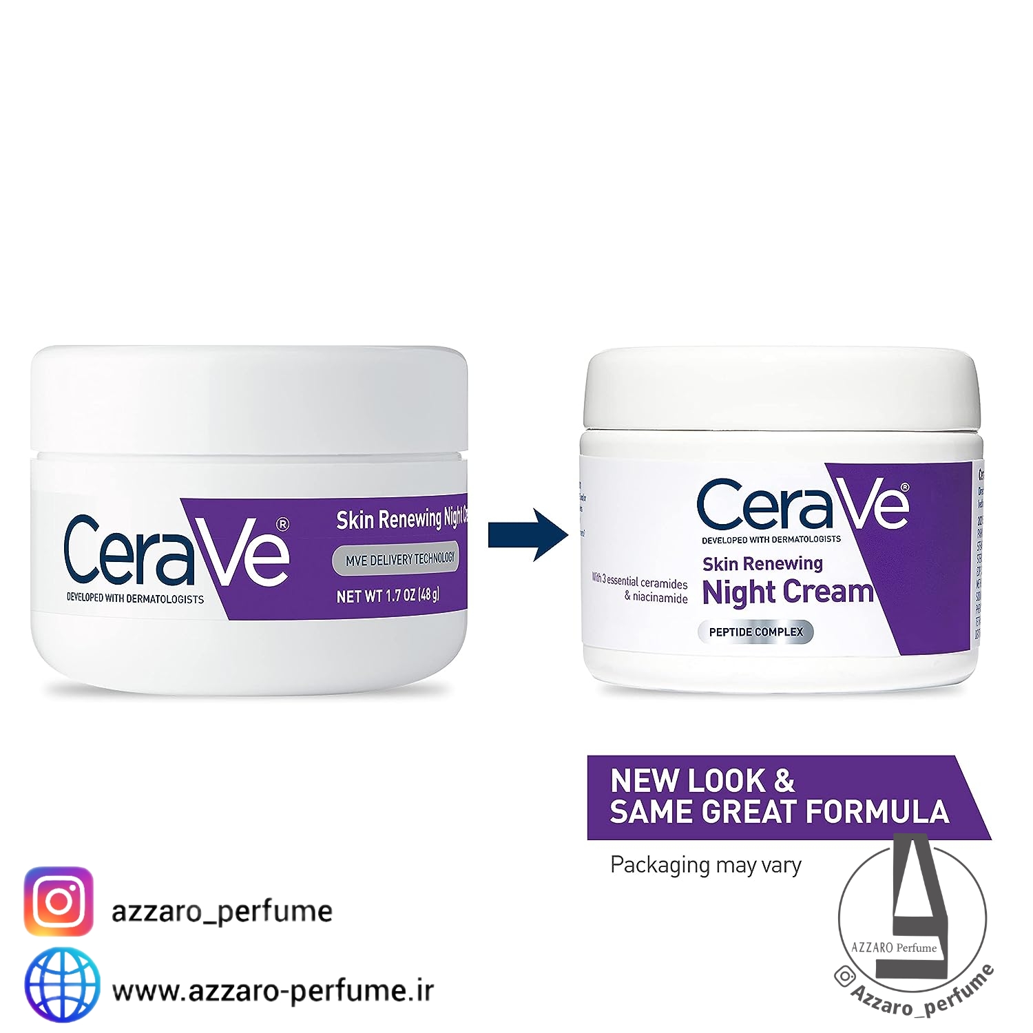 کرم شب بازسازی کننده پوست سراوی CeraVe Skin Renewing Night Cream حجم 48 گرم-فروشگاه اینترنتی آرایشی و بهداشتی آزارو در شیراز