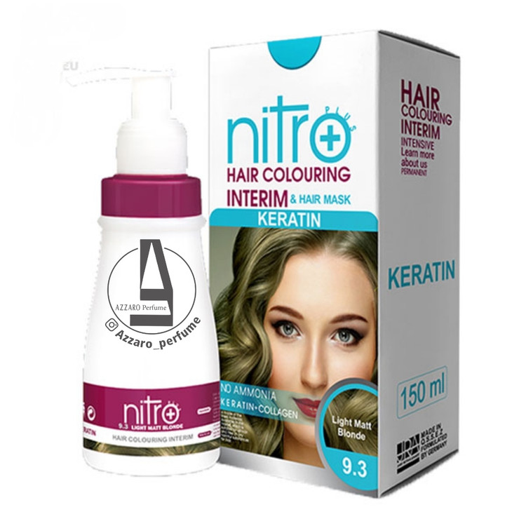 شامپو رنگ مو نیترو پلاس Nitro Plus بلوند زیتونی روشن 9.3 (Light Matt Blonde) حجم 150 میلی لیتر بدون آمونیاک_فروشگاه اینترنتی آرایشی بهداشتی آزارو