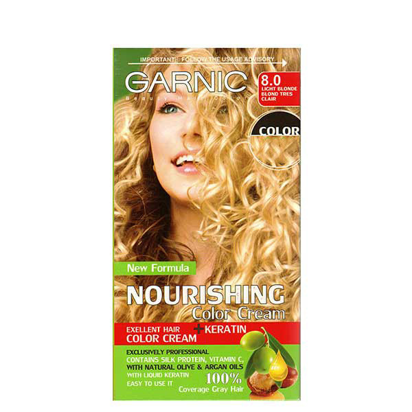 کیت رنگ مو گارنیک شماره 8.0 حجم 80 میلی لیتر رنگ بلوند روشن