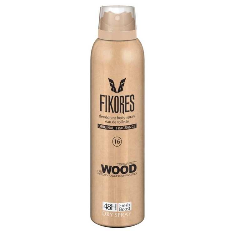 اسپری بدن مردانه فیکورس رایحه وود قهوه ای حجم 200 میل-فروشگاه اینترنتی آرایشی بهداشتی آزارو