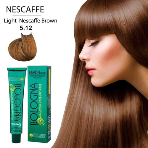 رنگ مو بلونیا بدون آمونیاک شماره 5.12 قهوه ای نسکافه ای روشن حجم 100 میل – Bologna _فروشگاه اینترنتی آرایشی بهداشتی آزارو در شیراز