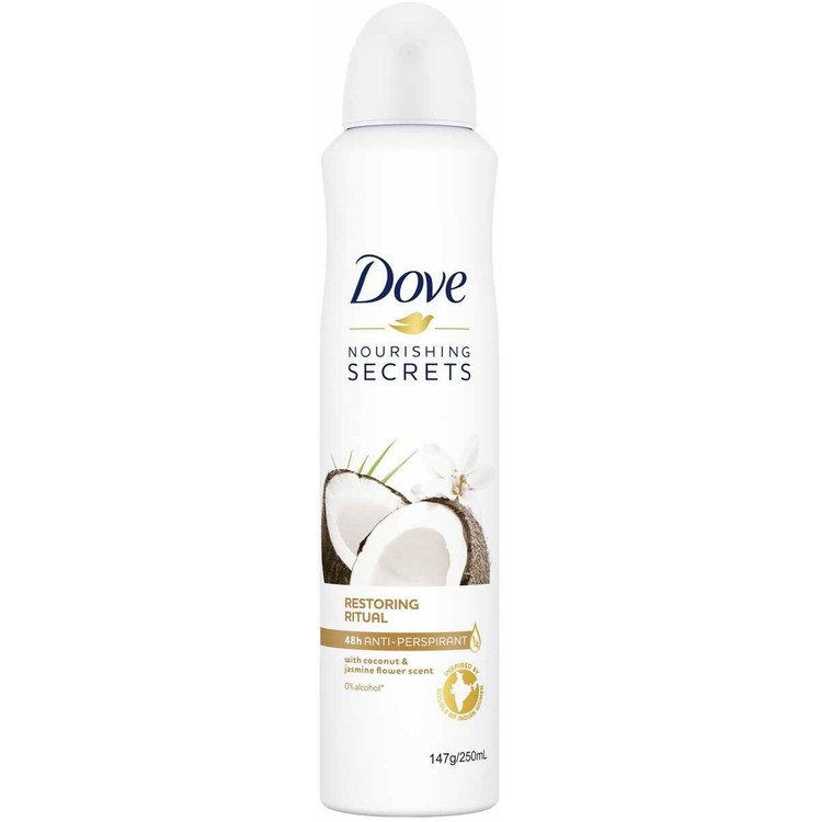 اسپری ضدتعریق نارگیل و گل یاس داو Dove Restoring Ritual حجم 250 میلی لیتر اورجینال-فروشگاه اینترنتی آرایشی بهداشتی آزارو