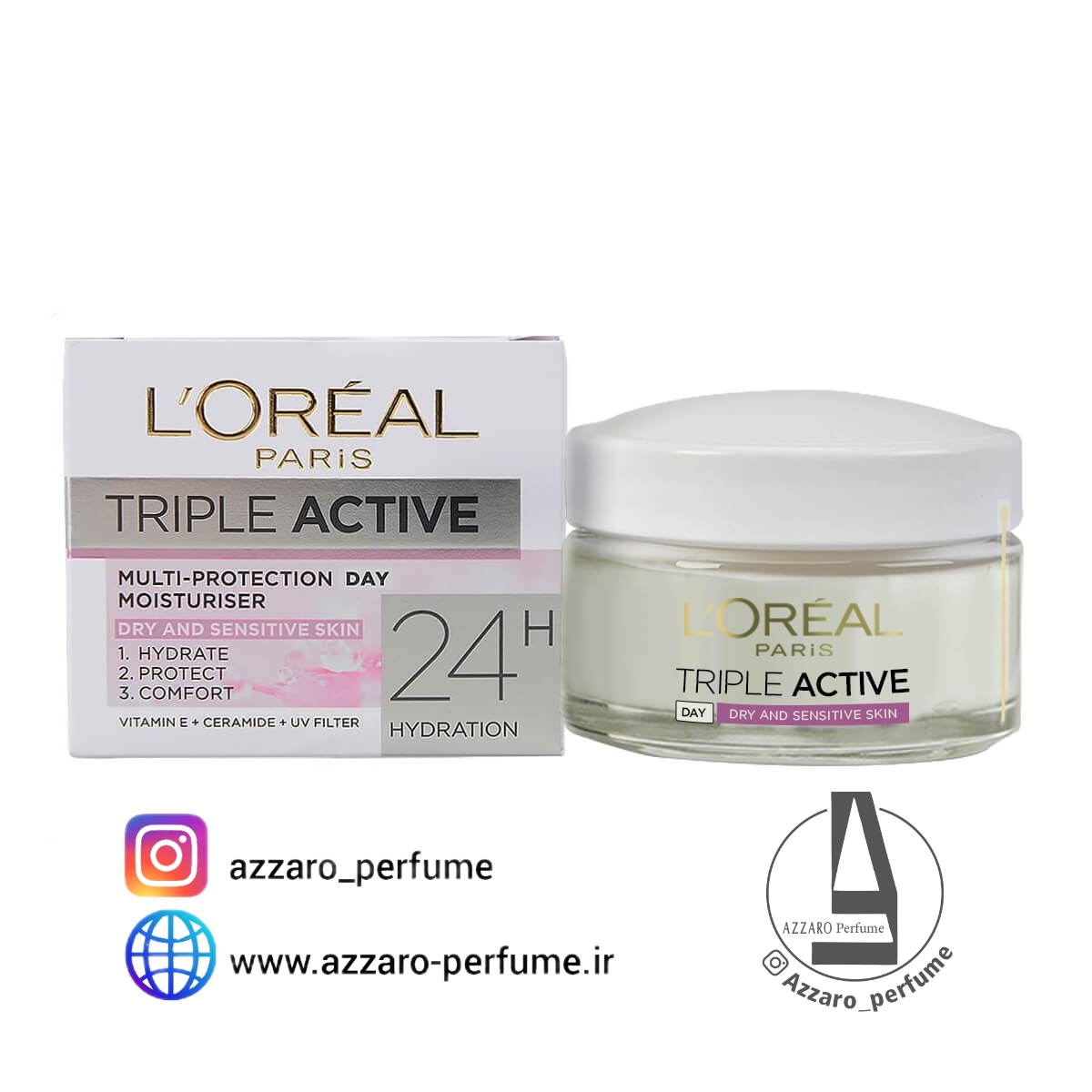 کرم آبرسان روز پوست خشک و حساس لورال مدل Triple Active حجم 50 میل_فروشگاه اینترنتی آرایشی بهداشتی آزارو در شیراز
