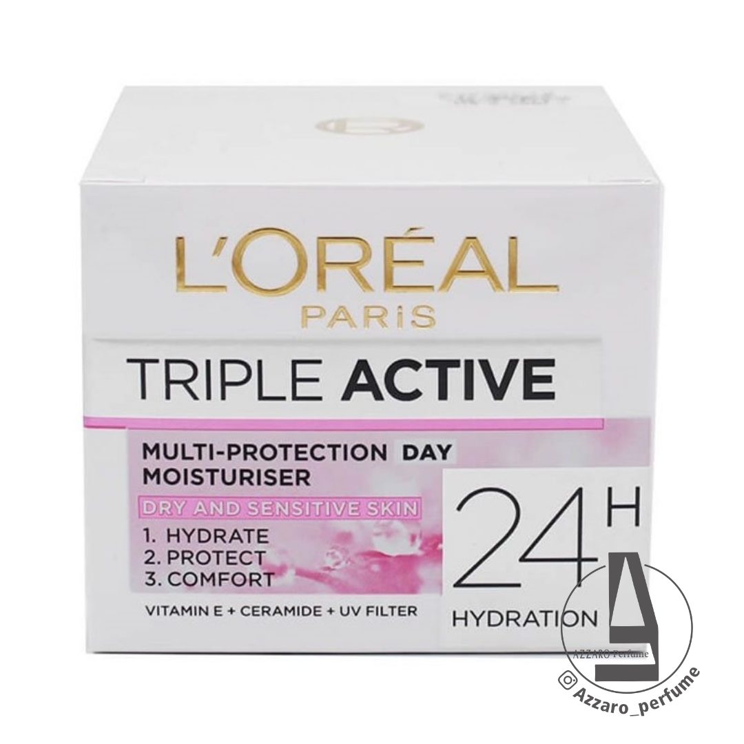 کرم آبرسان روز پوست خشک و حساس لورال مدل Triple Active حجم 50 میل_فروشگاه اینترنتی آرایشی بهداشتی آزارو در شیراز