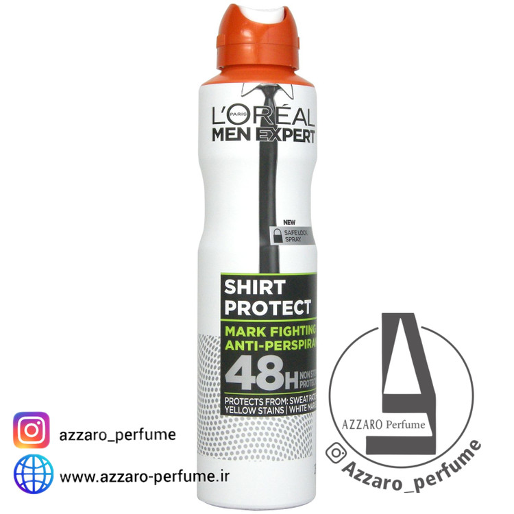 اسپری ضد تعریق مردانه لورآل مدل Shirt Protect Antiperspirant حجم 250 میلی لیتر_فروشگاه آرایشی و بهداشتی آزارو در شیراز