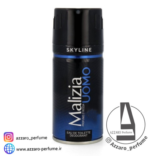 اسپری بدن مردانه مالیزیا مدل اسکای لاین Malizia Uomo Skyline حجم 150 میل-فروشگاه اینترنتی آرایشی بهداشتی آزارو