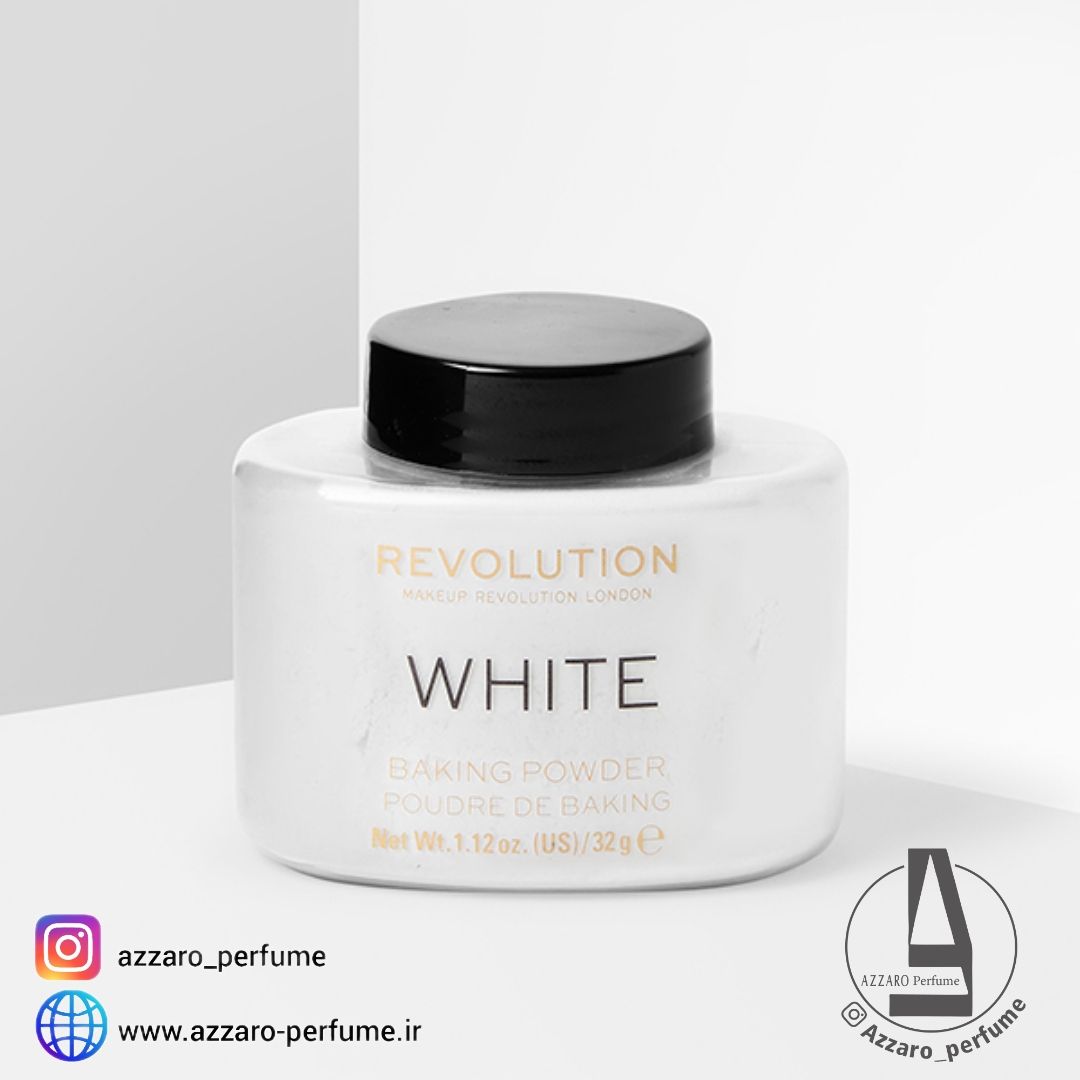 پودر تثبیت کننده (پودر بیک) رولوشن مدل وایت حجم 32گرم-فروشگاه اینترنتی آرایشی بهداشتی آزارو