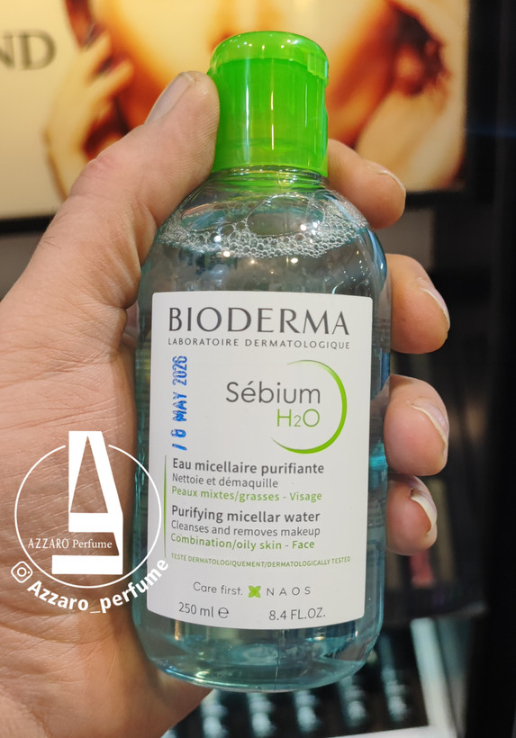 محلول میسلار پاک کننده آرایش و آلودگی صورت Sebium H2O حجم 250 میلی لیتر بایودرما پوست چرب-فروشگاه اینترنتی آرایشی بهداشتی آزارو