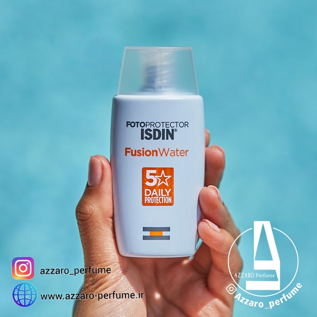 ضدآفتاب فیوژن واتر SPF 50 ایزدین بی رنگ اصل، اورجینال حجم 50 میل_فروشگاه اینترنتی آرایشی بهداشتی آزارو در شیراز