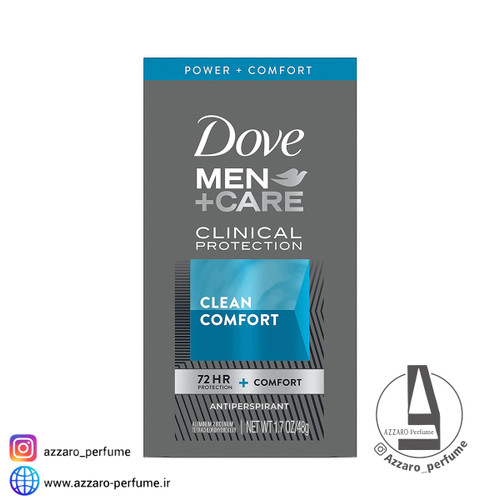 استیک ضدتعریق آقایان داو کلینیکال Dove Clean Comfort وزن 48 گرم-فروشگاه اینترنتی آرایشی بهداشتی آزارو 