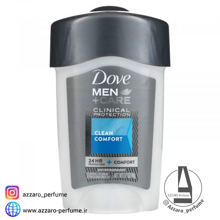 استیک ضدتعریق آقایان داو کلینیکال Dove Clean Comfort وزن 48 گرم-فروشگاه اینترنتی آرایشی بهداشتی آزارو 
