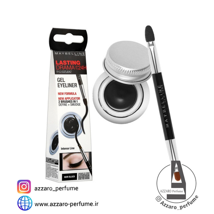 خط چشم ژلی کاسه ای میبلین مدل لستینگ دراما شماره 01 رنگ Noir Black-فروشگاه اینترنتی آرایشی بهداشتی آزارو 