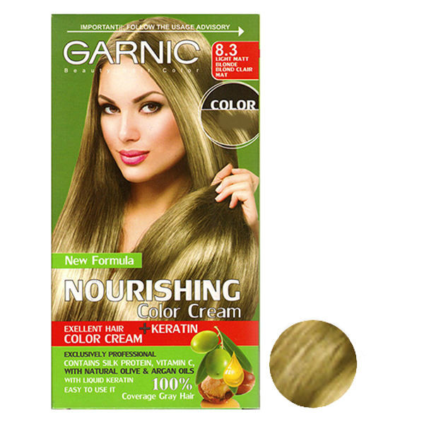 کیت رنگ مو گارنیک شماره 8.3 حجم 80 میلی لیتر رنگ بلوند زیتونی روشن_فروشگاه اینترنتی آرایشی بهداشتی آزارو 