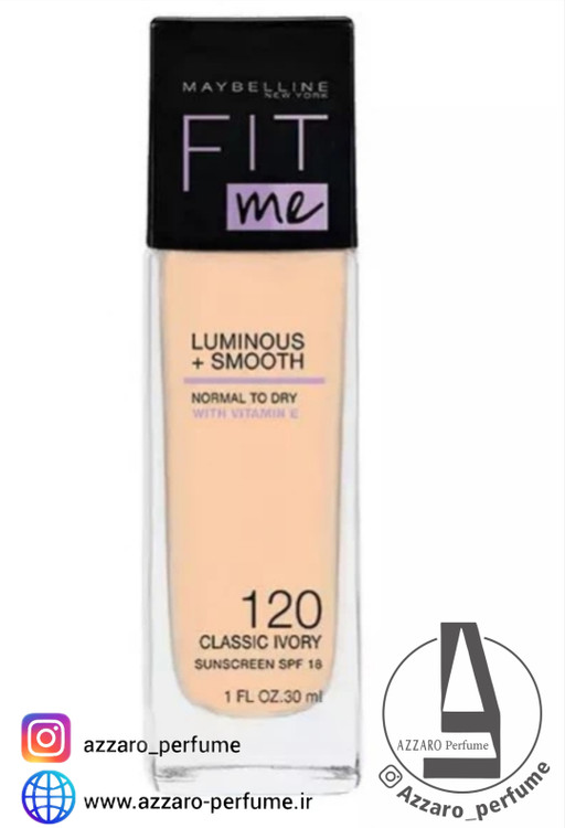 کرم پودر اورجینال میبلین فیت شیشه ای شماره 120, spf18,حاوی ویتامین E-فروشگاه اینترنتی آرایشی بهداشتی آزارو