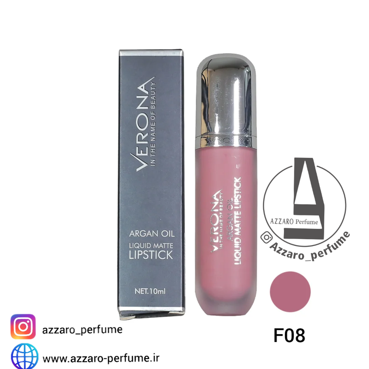رژ لب مایع بادوام مات ورونا شماره F08-فروشگاه اینترنتی آرایشی بهداشتی آزارو