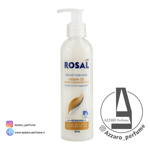 ماسک موی فوری روغن آرگان براق کننده و مغذی (بدون سولفات) روزال حجم 200 میل-فروشگاه اینترنتی آرایشی بهداشتی آزارو
