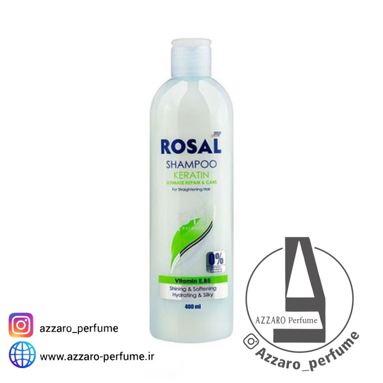 شامپو کراتین ترمیم کننده و تقویتی بدون سولفات روزال حجم 400میل-فروشگاه اینترنتی آرایشی بهداشتی آزارو