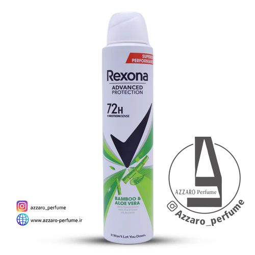 اسپری بدن ضد تعریق رکسونا 72H ساعته ضد باکتری و بو Bamboo & Aloe Vera Rexona حجم200 میل-فروشگاه اینترنتی آرایشی بهداشتی آزارو در شیراز
