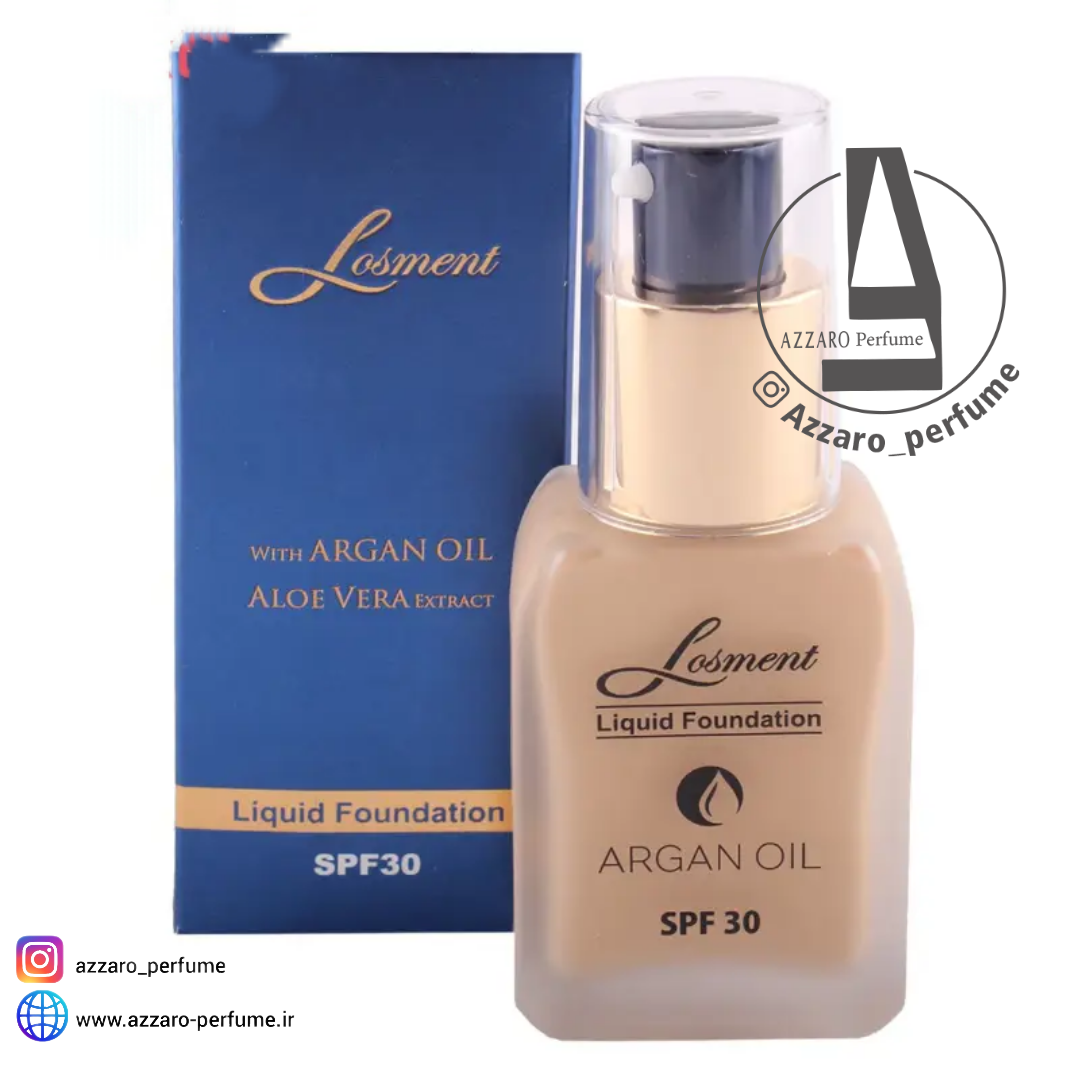 کرم پودر لوسمنت SPF30 حاوی روغن آرگان و آلوئه ورا شماره L201 حجم 30 میل-فروشگاه اینترنتی آرایشی بهداشتی آزارو ‌