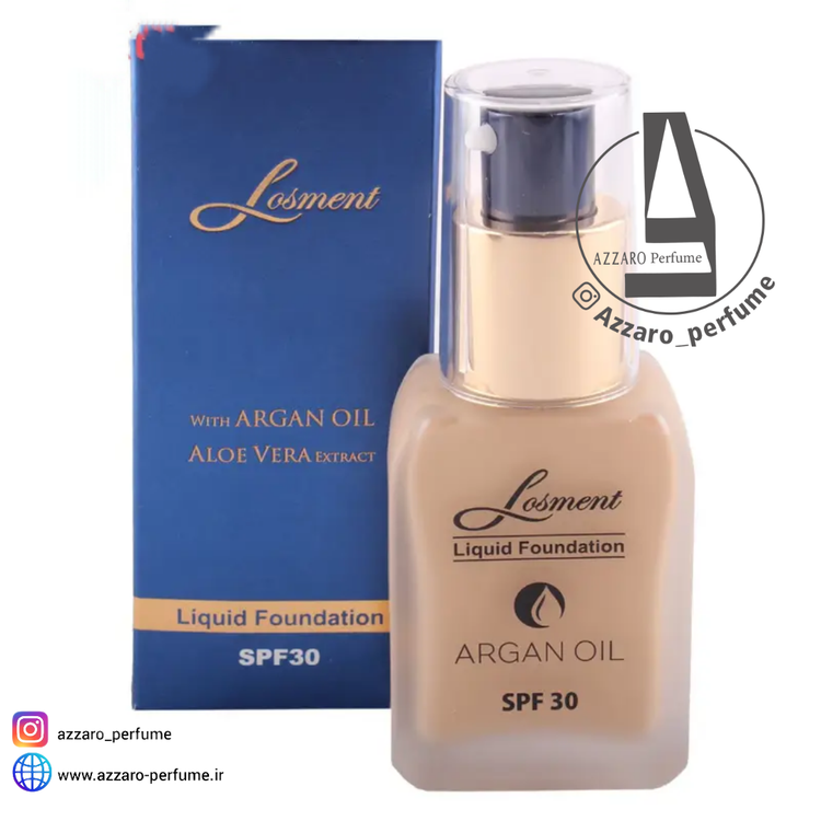 کرم پودر لوسمنت SPF30 حاوی روغن آرگان و آلوئه ورا شماره L201 حجم 30 میل-فروشگاه اینترنتی آرایشی بهداشتی آزارو 