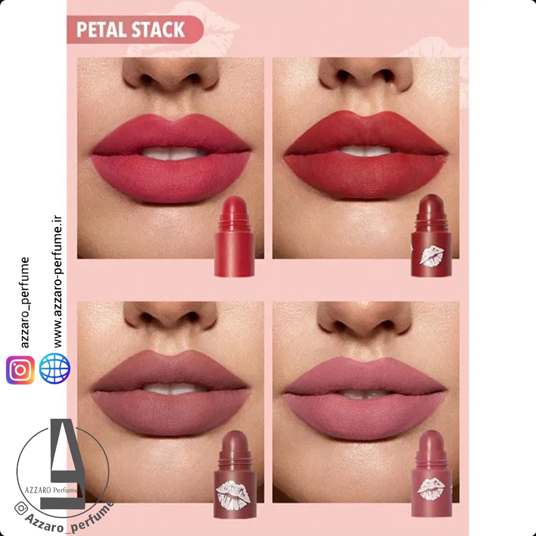 رژ لب چهار تکه شیگلم sheglam مدل pink-petal stack پینک پتال استاک پیتال‌_فروشگاه اینترنتی آرایشی بهداشتی آزارو