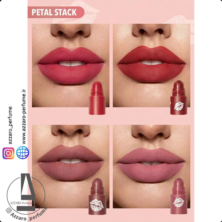 رژ لب چهار تکه شیگلم sheglam مدل pink-petal stack پینک پتال استاک پیتال_فروشگاه اینترنتی آرایشی بهداشتی آزارو