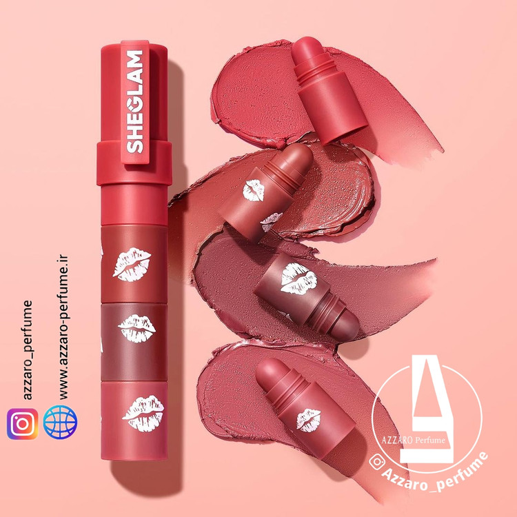 رژ لب چهار تکه شیگلم sheglam مدل pink-petal stack پینک پتال استاک پیتال_فروشگاه اینترنتی آرایشی بهداشتی آزارو