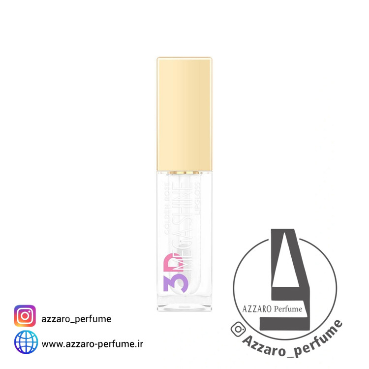 رژ لب مایع براق گلدن رز مدل 3D Mega Shine شماره 101 بی رنگ حجم 5.2 میل -فروشگاه اینترنتی آرایشی بهداشتی آزارو