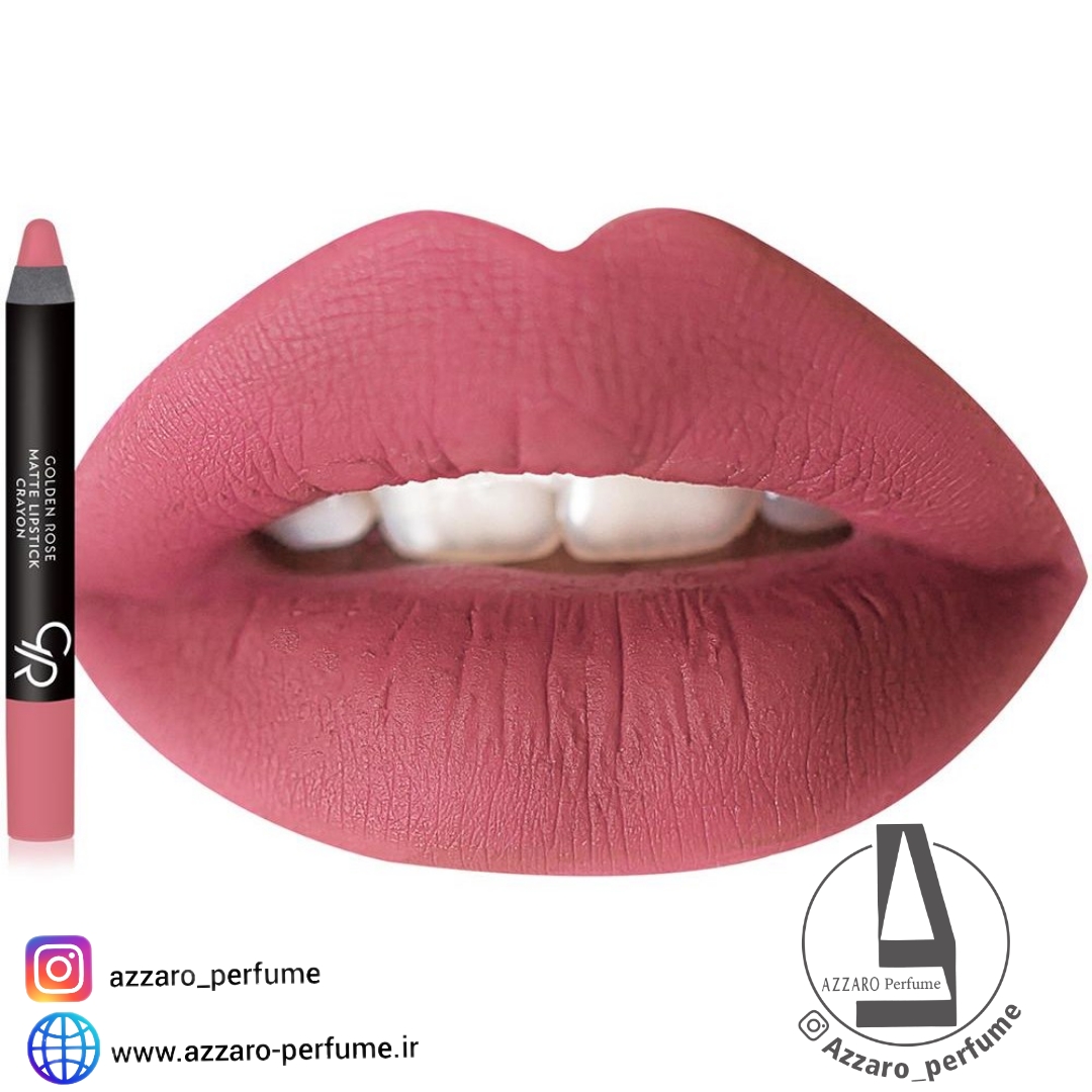 رژ لب مدادی مات گلدن رز کرایون Golden Rose Crayon شماره 12 صورتی روشن دریایی -فروشگاه اینترنتی آرایشی بهداشتی آزارو