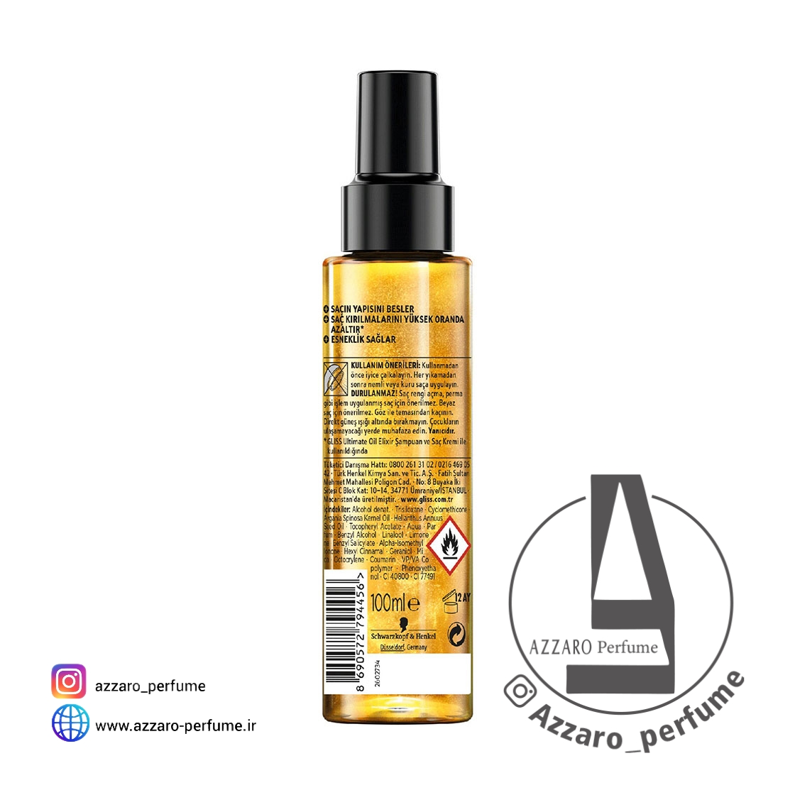 سرم مو گلیس مدل Ultimate Oil Elixir ترمیم و تقویت کننده مو ۱۰۰ میل-فروشگاه اینترنتی آرایشی بهداشتی آزارو