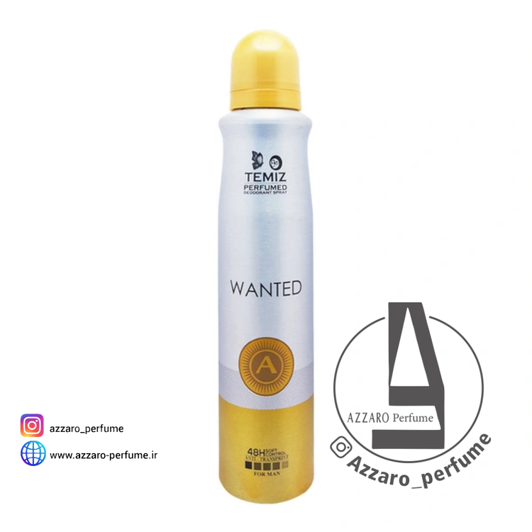 اسپری دئودورانت تمیز پرفیوم مدل آزارو وانتد azzaro Wanted حجم 200 میل_فروشگاه اینترنتی آرایشی بهداشتی آزارو در شیراز
