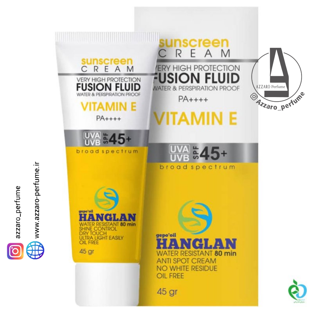 ضد آفتاب بی رنگ و ضد لک هانگلن Hanglan spf 45 حجم 45 گرم_فروشگاه اینترنتی آرایشی بهداشتی آزارو در شیراز‌-محصولات هانگلن اورجینال