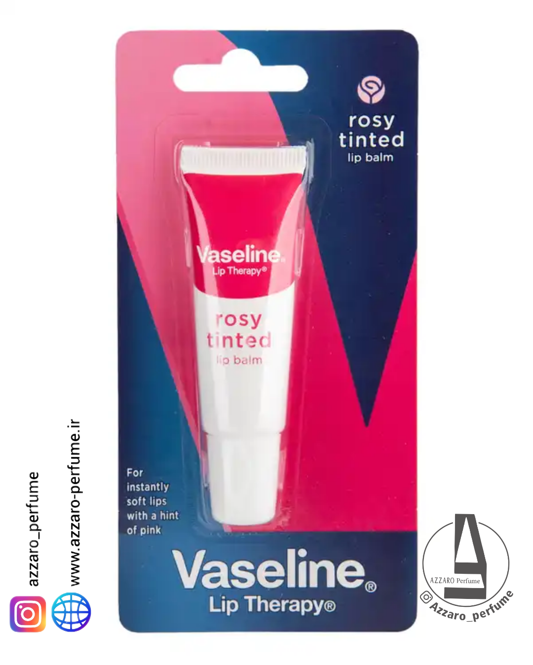بالم لب تیوپی وازلین Vaseline مدل Rose حاوی عصاره گل رز حجم 10 گرم_فروشگاه اینترنتی آرایشی بهداشتی آزارو در شیراز