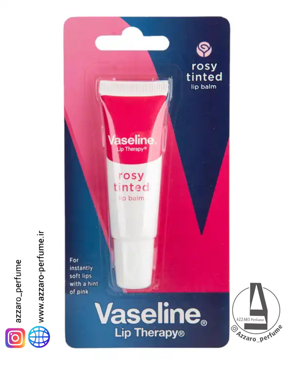 بالم لب تیوپی وازلین Vaseline مدل Rose حاوی عصاره گل رز حجم 10 گرم_فروشگاه اینترنتی آرایشی بهداشتی آزارو در شیراز