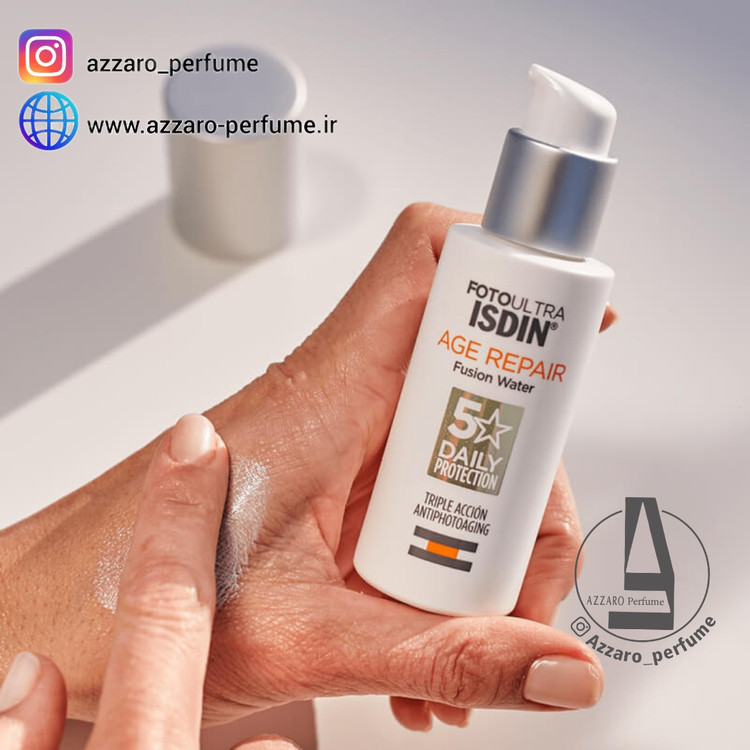 ضد آفتاب ایزدین اورجینال AGE REPAIR فیوژن واتر(ضد چروک و پیری) حجم 50 میل-فروشگاه اینترنتی آرایشی بهداشتی آزارو در شیراز