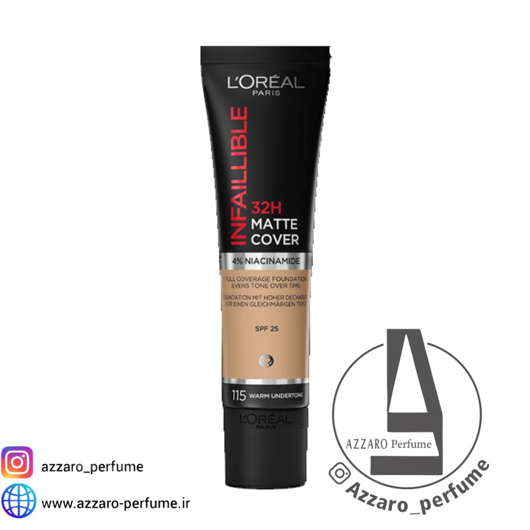 کرم پودر لورال مدل اینفایلیبل مات 32 ساعته شماره 115 حجم 30 میل-فروشگاه اینترنتی آرایشی و بهداشتی آزارو در شیراز