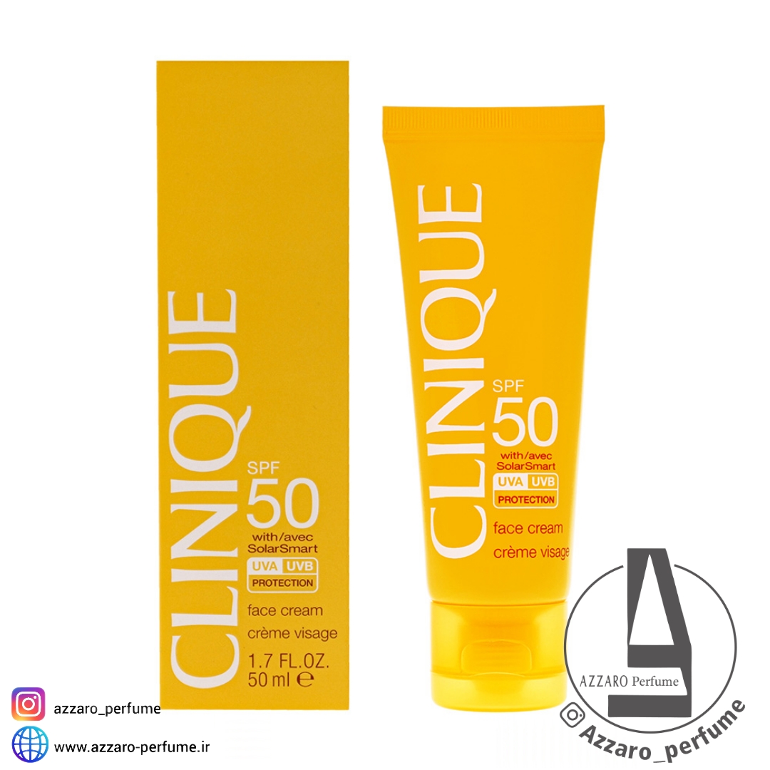 کرم ضد آفتاب بی رنگ کلینیک SPF 50 حجم 50 میل-فروشگاه اینترنتی آرایشی و بهداشتی آزارو در شیراز