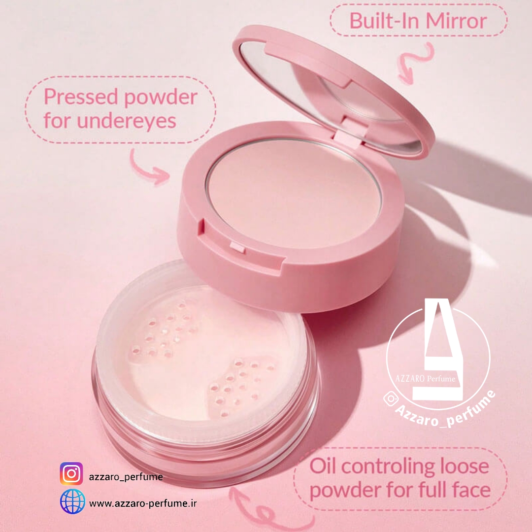 پودر فیکس دومنظوره شیگلم SHEGLAM مدل insta-ready رنگ Bubblegum-فروشگاه اینترنتی آرایشی و بهداشتی آزارو در شیراز