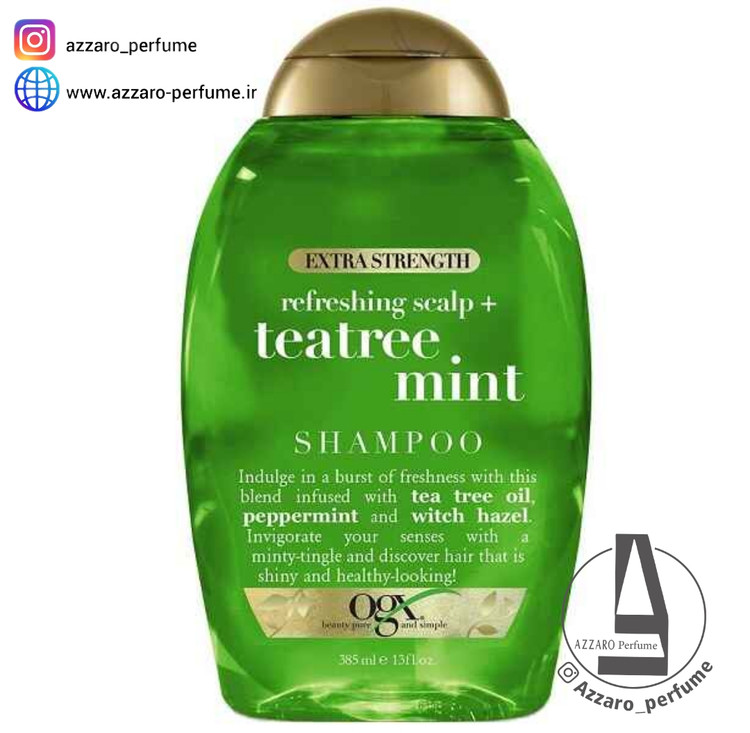 شامپو اوجی ایکس OGX مدل درخت چای و نعناع TEA TREE MINT مخصوص موی چرب حجم 385 میل-فروشگاه اینترنتی آرایشی و بهداشتی آزارو در شیراز