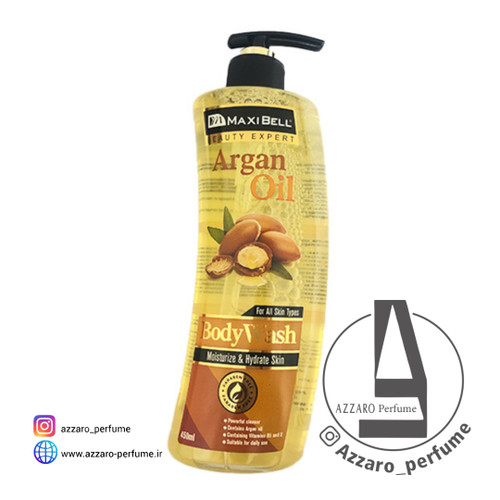 شامپو بدن مکسی بل مدل آرگان حجم 400 میل-فروشگاه اینترنتی آرایشی و بهداشتی آزارو در شیراز