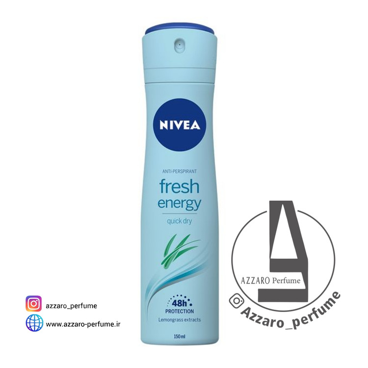 اسپری ضد تعریق زنانه Fresh Energy پودری نیوآ حجم ۱۵۰ میل_فروشگاه اینترنتی آرایشی بهداشتی آزارو در شیراز