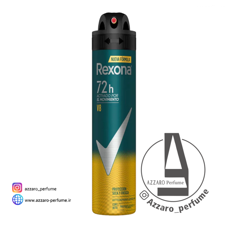 اسپری مردانه 72 ساعته رکسونا مدل V8 حجم 200 میل-فروشگاه اینترنتی آرایشی بهداشتی آزارو 