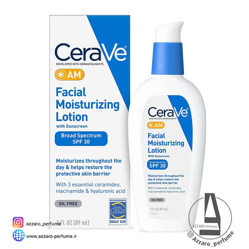لوسیون مرطوب کننده صورت سراوی CERAVE حاوی spf30 حجم 89 میل-فروشگاه اینترنتی آرایشی و بهداشتی آزارو در شیراز