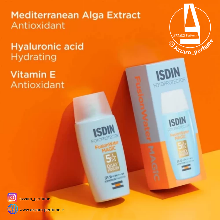 ضد آفتاب فوق العاده سبک فیوژن واتر مجیک ایزدین با SPF 50 حجم 50 میل اصل-فروشگاه اینترنتی آرایشی و بهداشتی آزارو در شیراز-2024