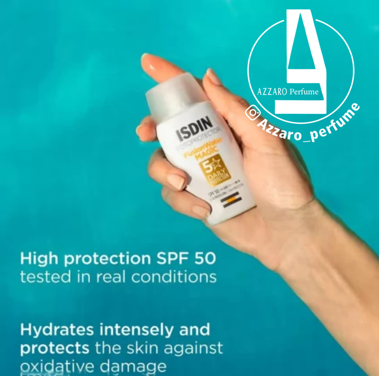 ضد آفتاب فوق العاده سبک فیوژن واتر مجیک ایزدین اورجینال با SPF 50 حجم 50 میل-فروشگاه اینترنتی آرایشی و بهداشتی آزارو در شیراز
