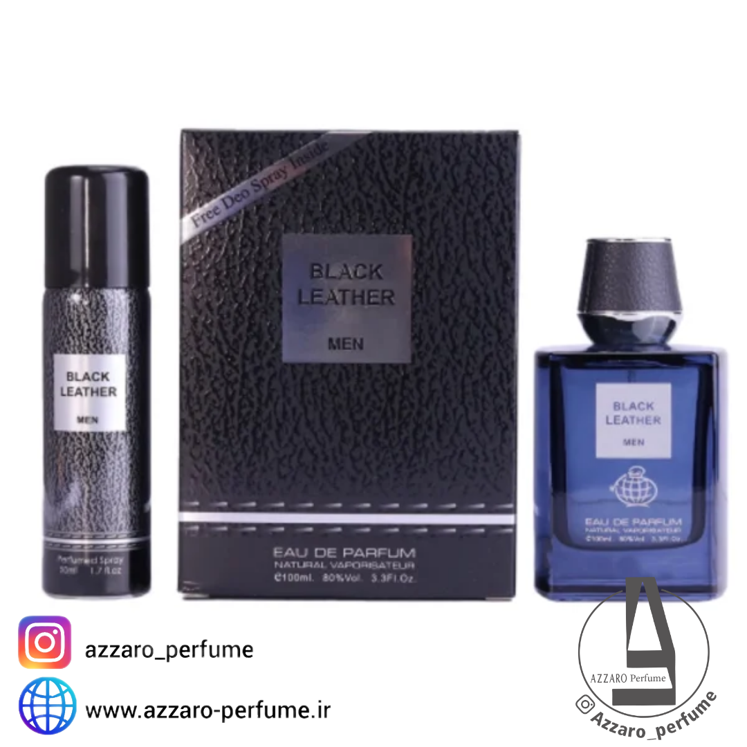 ادکلن مردانه فراگرنس ورد با اسپری Black Leather رایحه کرید اونتوس حجم ۱۰۰ میل-فروشگاه اینترنتی آرایشی و بهداشتی آزارو در شیراز