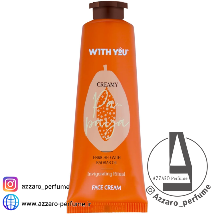 کرم مرطوب کننده With You ویت یو مدل Papaya حجم 50 میل-فروشگاه اینترنتی آرایشی و بهداشتی آزارو در شیراز