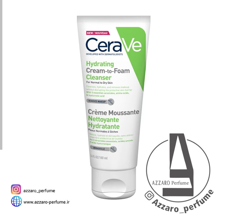 فوم پاک کننده و آبرسان Cerave مناسب پوست نرمال،خشک حجم 100 میل-فروشگاه اینترنتی آرایشی و بهداشتی آزارو در شیراز