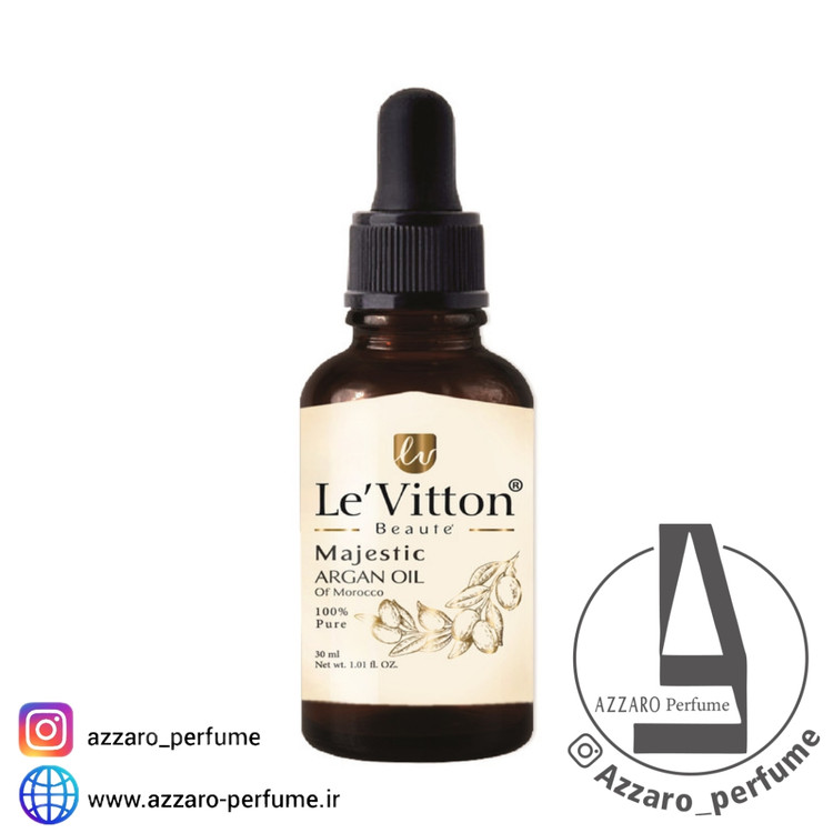 روغن آرگان خالص پوست و مو لویتون Le Vitton حجم 30 میل-فروشگاه اینترنتی آرایشی و بهداشتی آزارو در شیراز